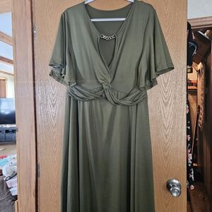 Elegant Olive Green Dress